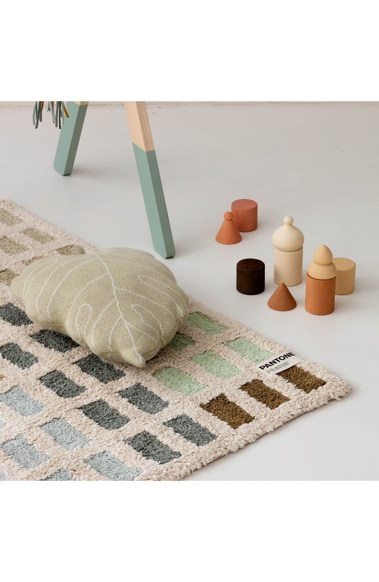 Lorena Canals Knitted cushion Baby Leaf Olive, Alternate, color, Light Olive, Natural