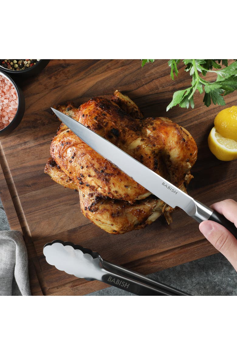 8 Inch Stainless Steel Full Tang Carving Knife in Black, Alternate, color, Black
