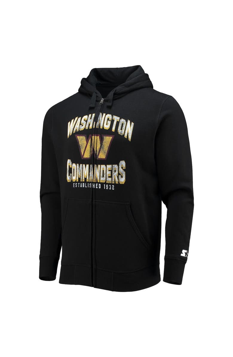 STARTER Men's Starter Black Washington Commanders Post-Season Full-Zip Hoodie, Alternate, color, Black