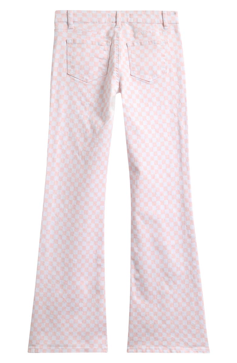 Tractr Kids' Check Flare Stretch Denim Jeans, Alternate, color, Pink