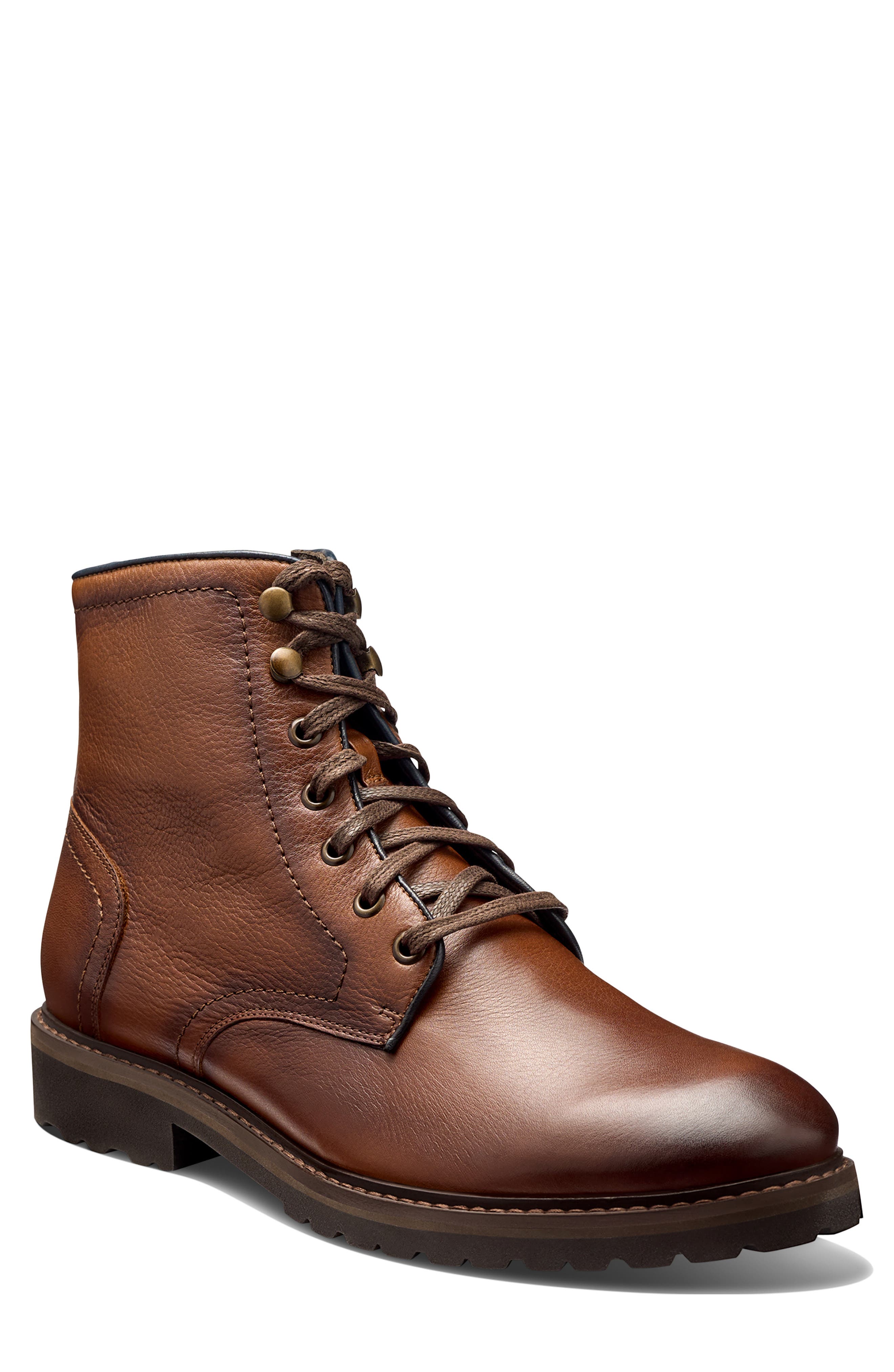 Featherlight Lace-Up Boot, Main, color, COGNAC LEATHER
