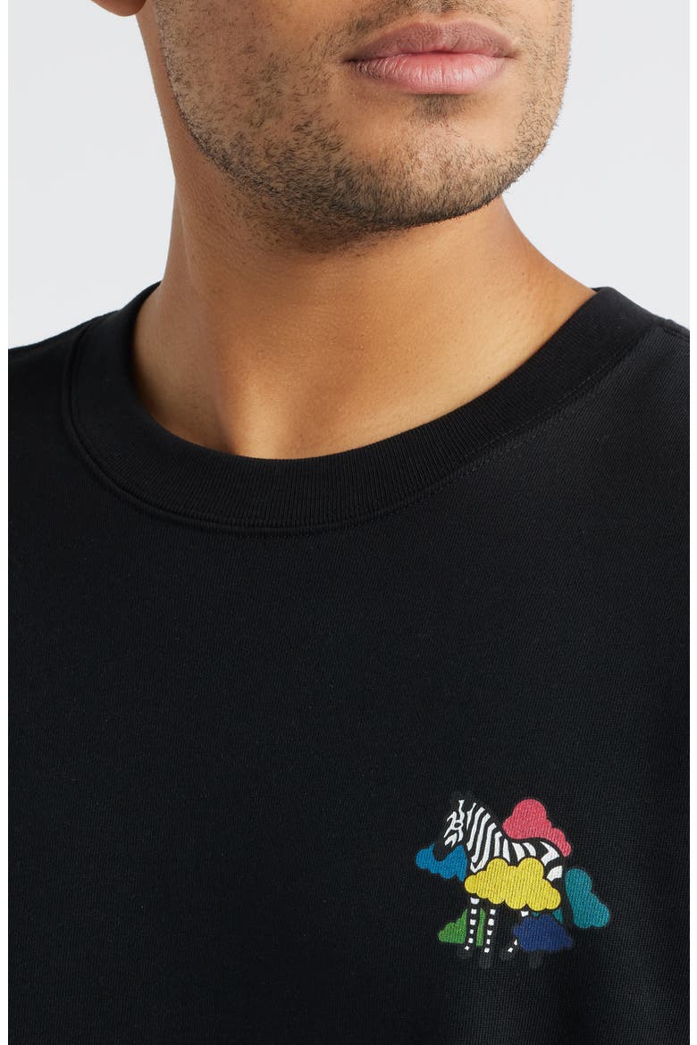 Regular Fit Cloud Zebra Organic Cotton Graphic Sweatshirt, Alternate, color, BLACK