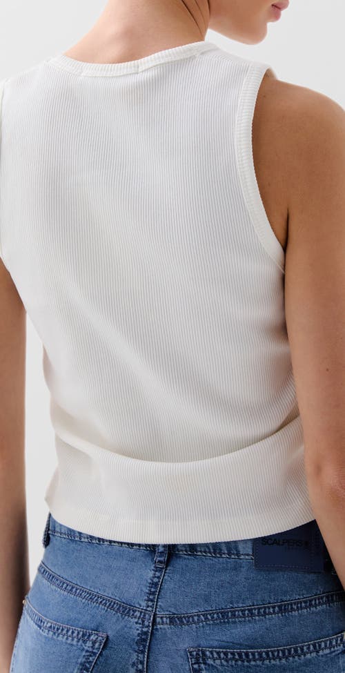 Scalpers Rib Gather Side Tee In White