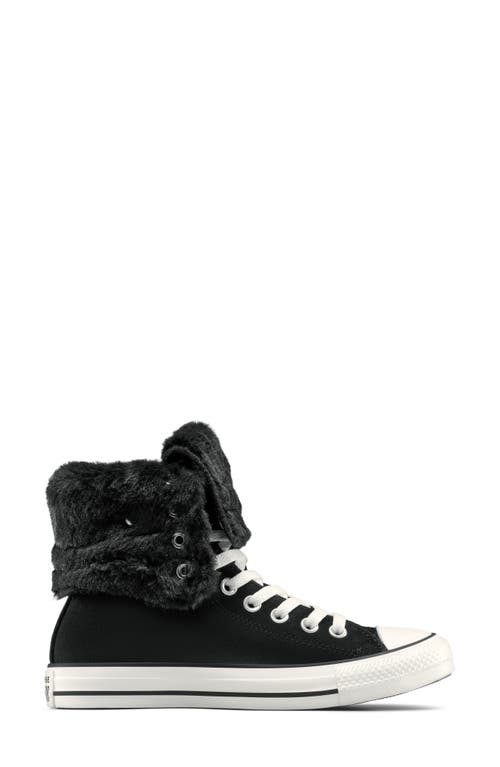 Converse Chuck Taylor All Star Faux Fur Foldover High Top Sneaker In Black