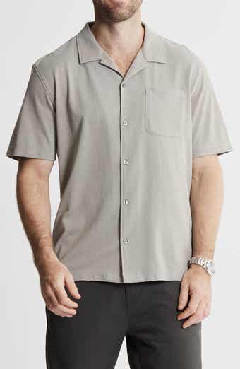 Short Sleeve Knit Oxford Button-Up Shirt
