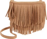 Capelli New York Kids' Faux Suede Fringe Crossbody Bag
