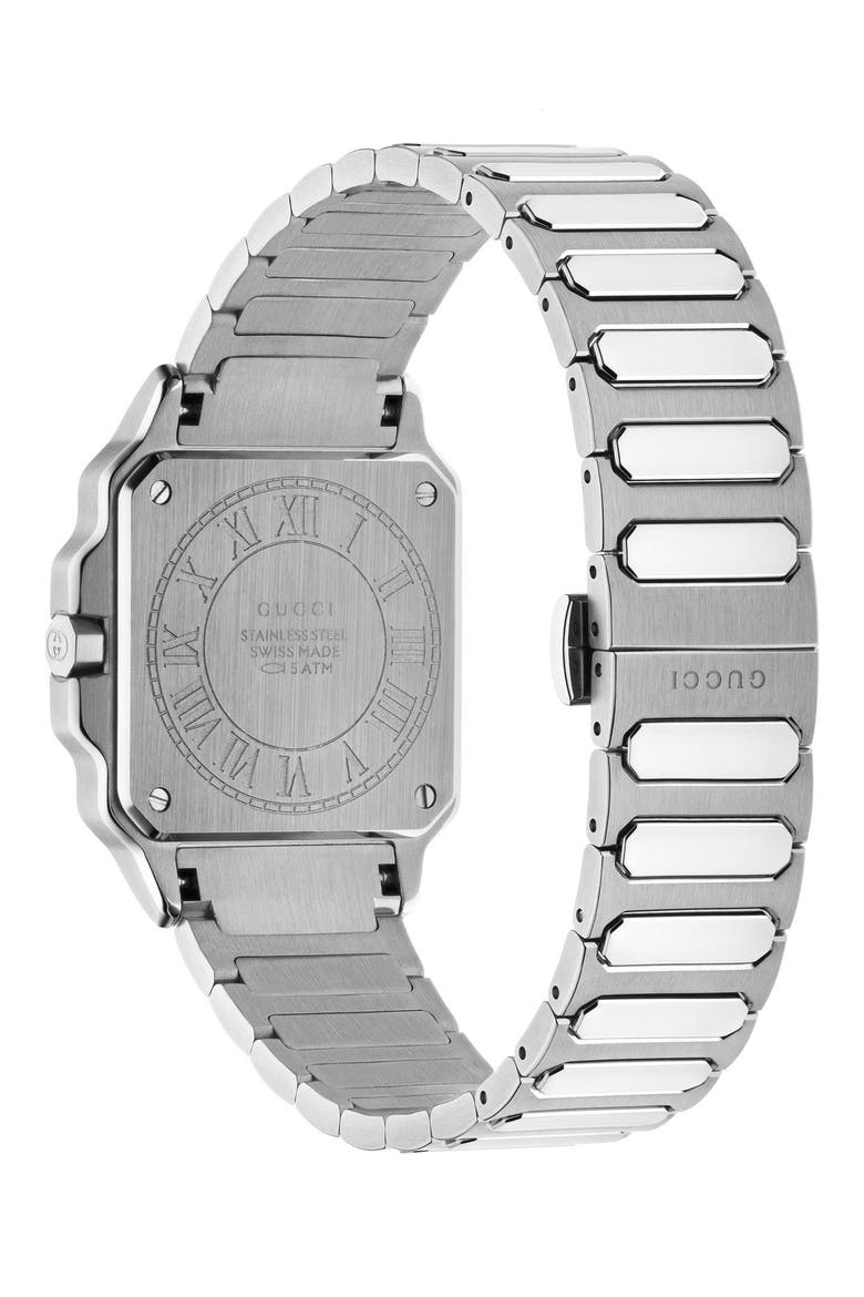 G-Flat Bracelet Watch, 30mm, Alternate, color, BLACK/SILVER