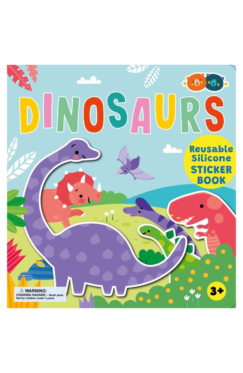Buddy & Barney Reusable Silicone Sticker Book, Dinosaurs, Kids 3+, Main, color, Multicolored