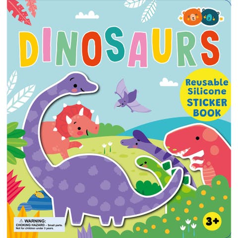 Reusable Silicone Sticker Book, Dinosaurs, Kids 3+