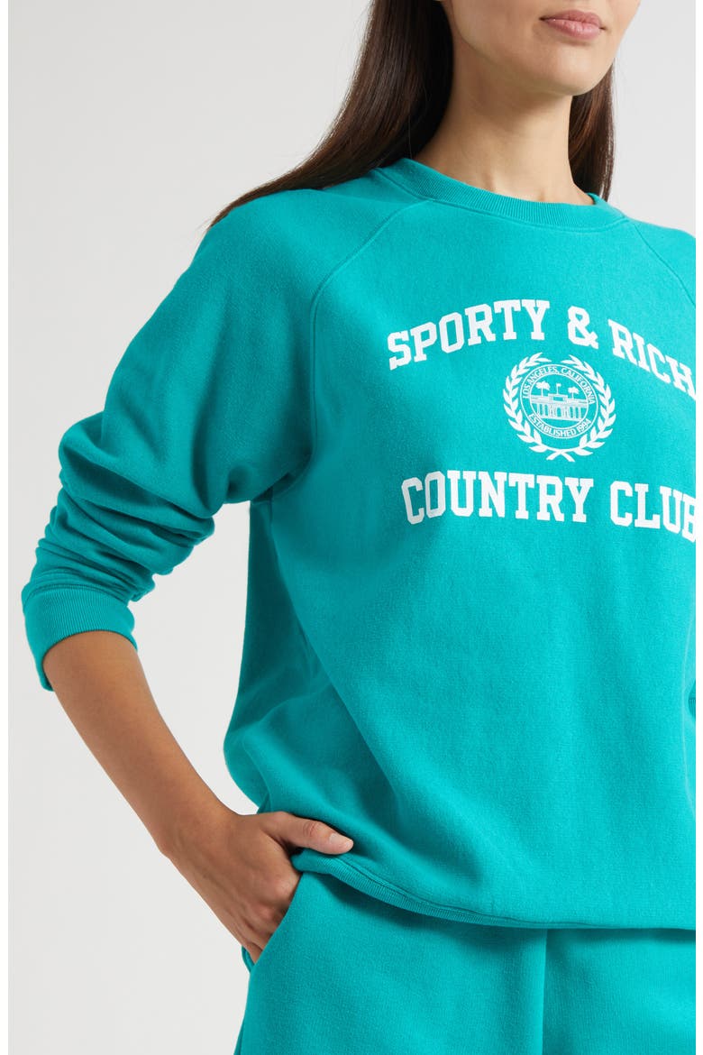 Varsity Crest Crewneck Graphic Sweatshirt, Alternate, color, SPRING GREEN
