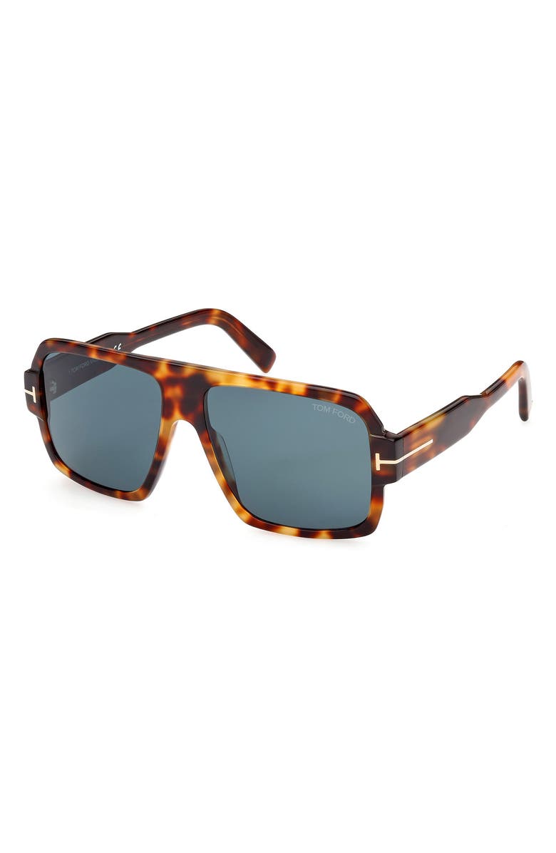 TOM FORD Camden 58mm Square Sunglasses, Alternate, color, Blonde Havana / Blue