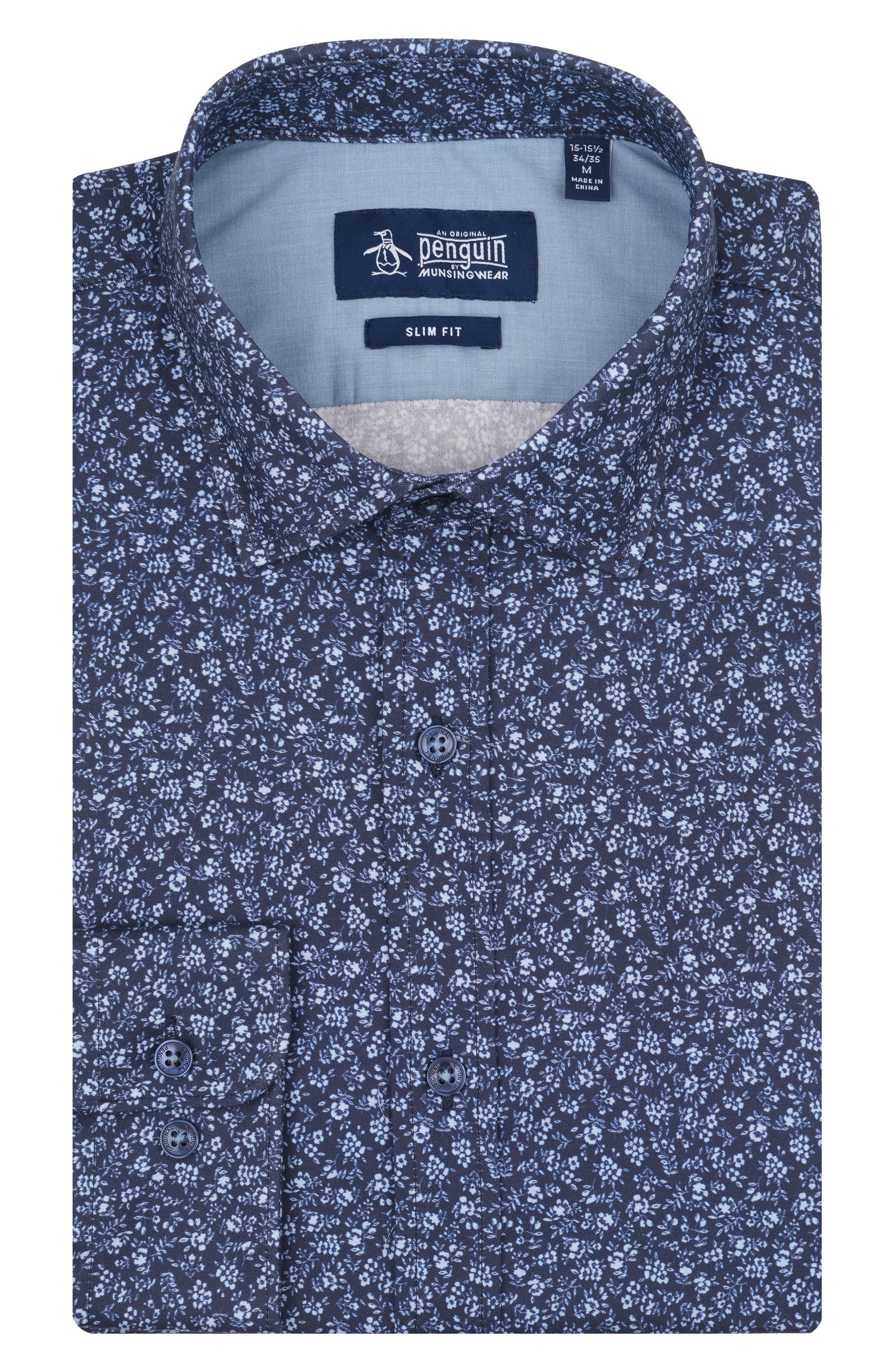 Floral Stencil Stretch Cotton Slim Fit Dress Shirt