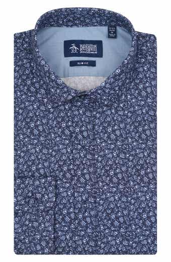 Floral Stencil Stretch Cotton Slim Fit Dress Shirt