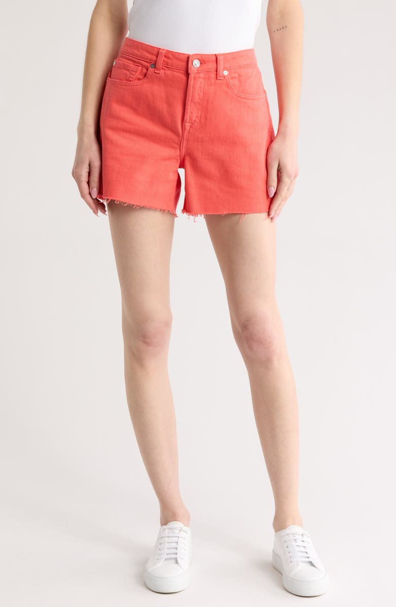 7 For All Mankind Monroe Cutoff Denim Shorts, Main, color, Grapefruit