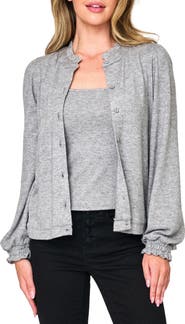 GIBSONLOOK Ruffle Accent Cardigan