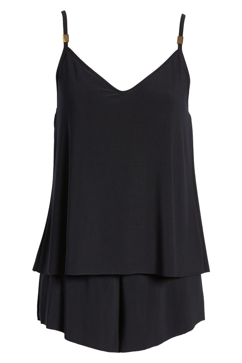 Mila One-Piece Romper Swimsuit, Alternate, color, BLACK