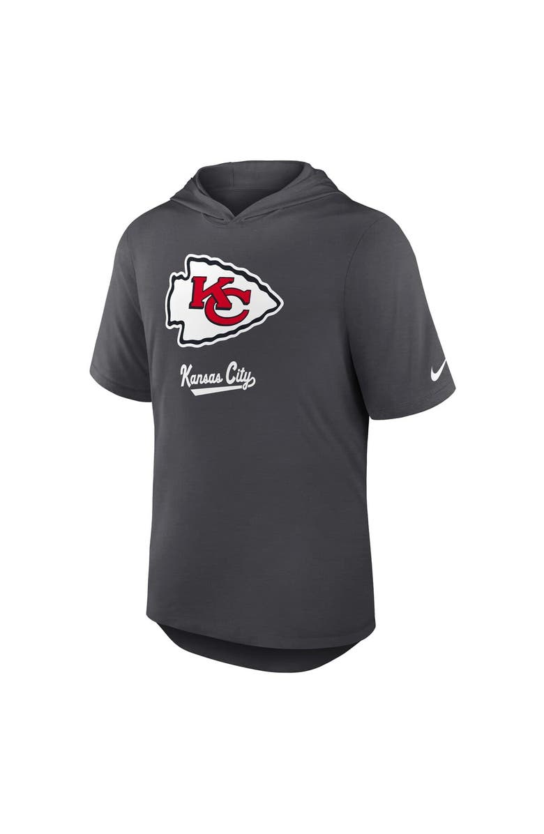 Nike Men's Nike Anthracite Kansas City Chiefs Tri-Blend Performance Hoodie T-Shirt, Alternate, color, Anthracite