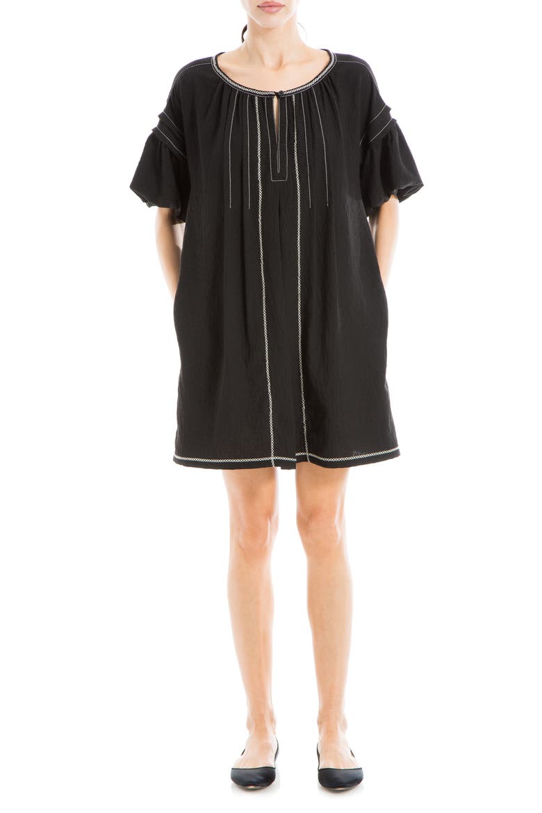 Bubble Sleeve Mini Dress, Main, color, BLACK-BLACK