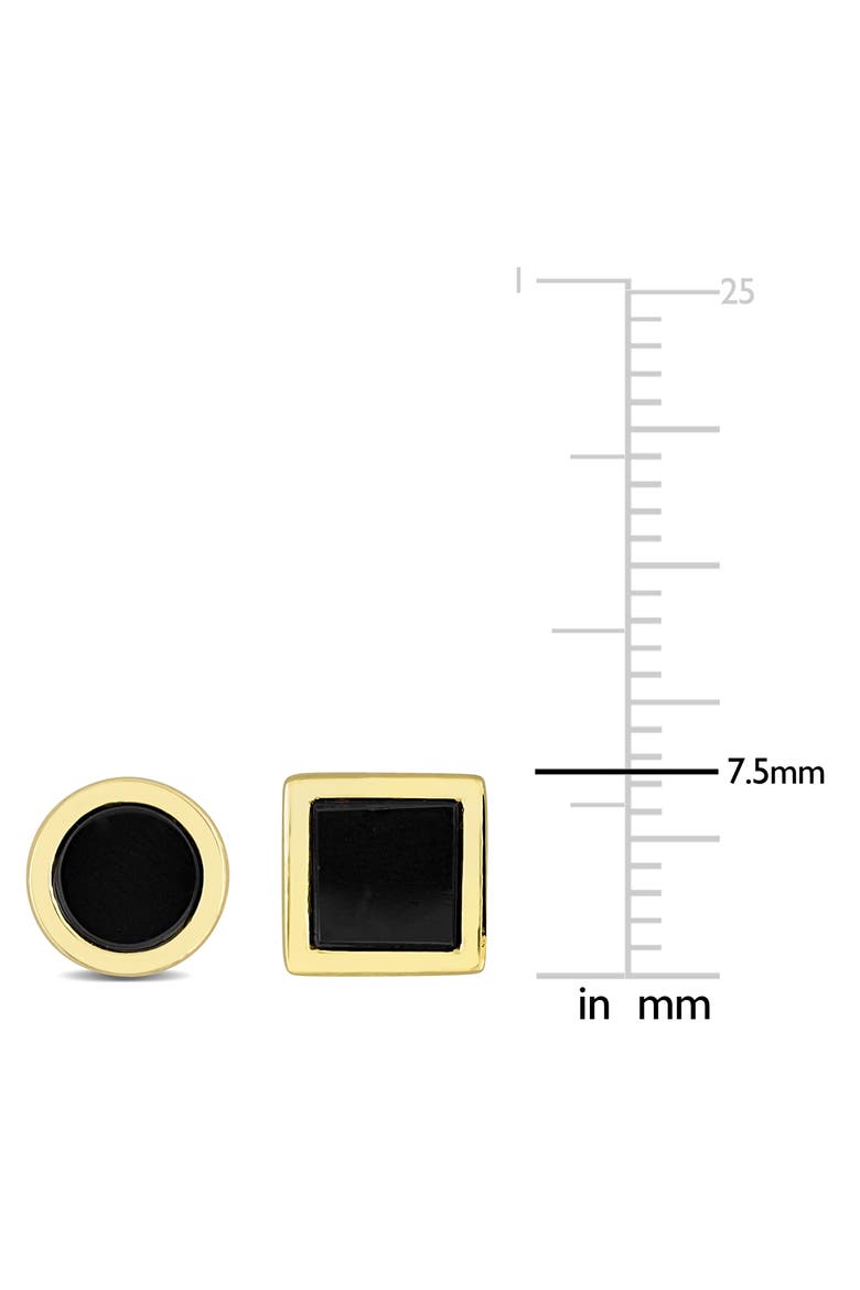 Men's Set of 2 Onyx Square & Round Stud Earrings, Alternate, color, BLACK