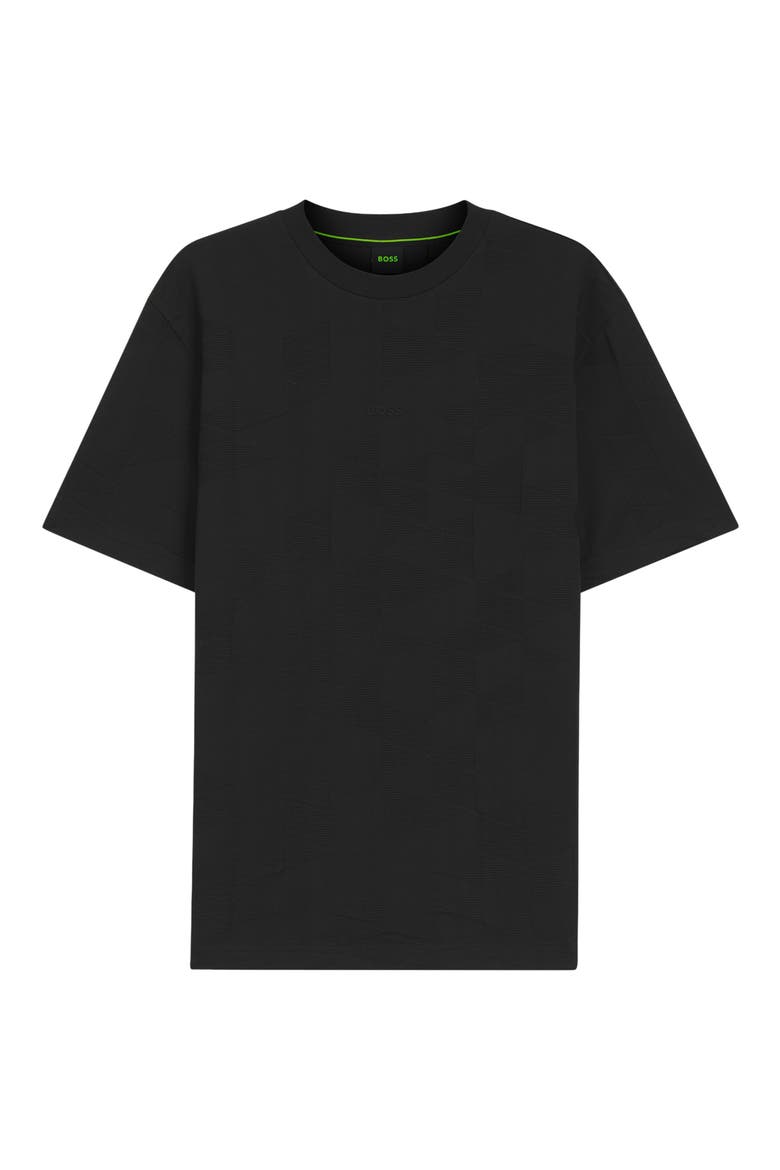 Geometric Jacquard Cotton T-Shirt, Alternate, color, BLACK