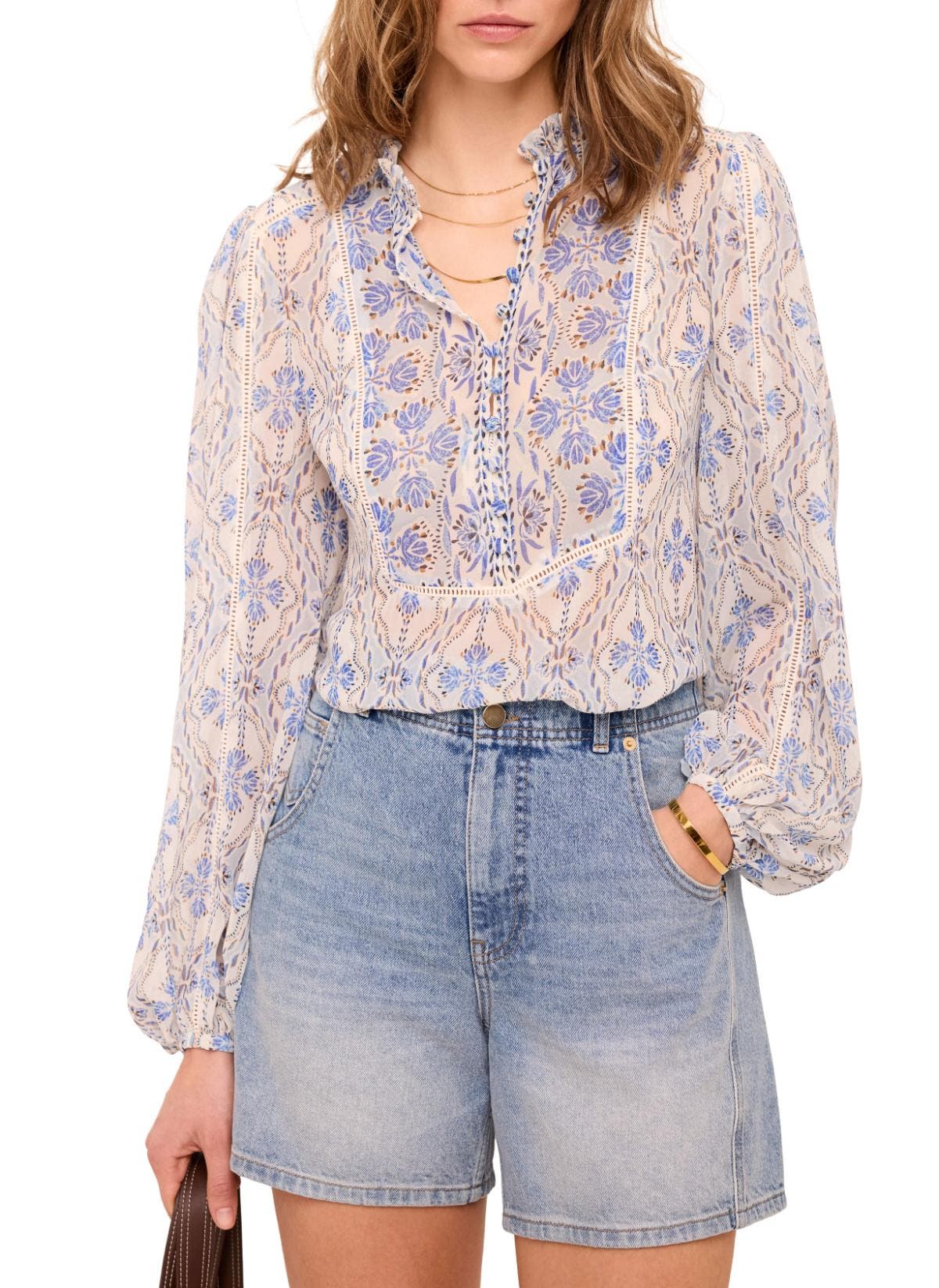 Geo Print Ruffle Blouse - image 2