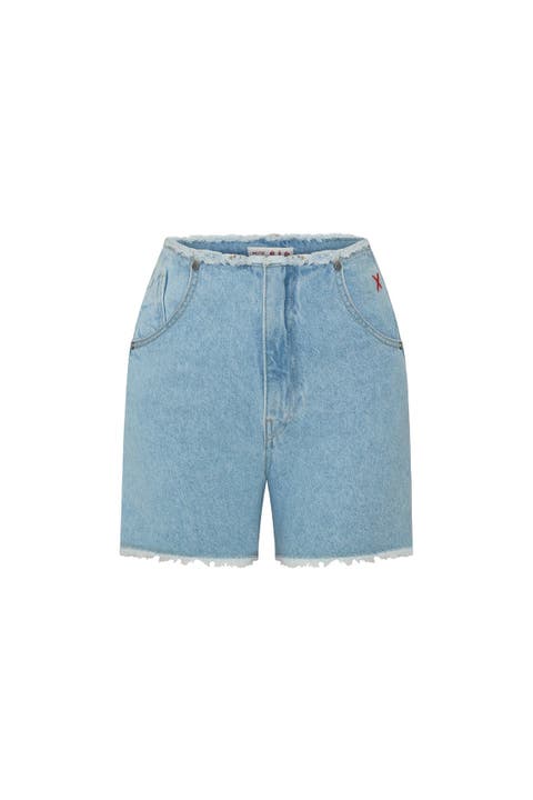 Cotton High Waist Denim Shorts