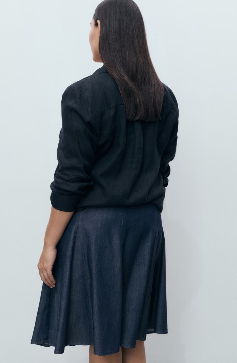 MANGO Pleated A-Line Denim Skirt, Alternate, color, Open Blue