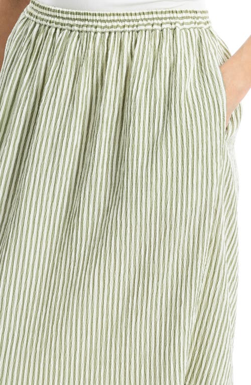 Max Studio Stripe Seersucker Maxi Skirt In Green/crm Mini Stripe