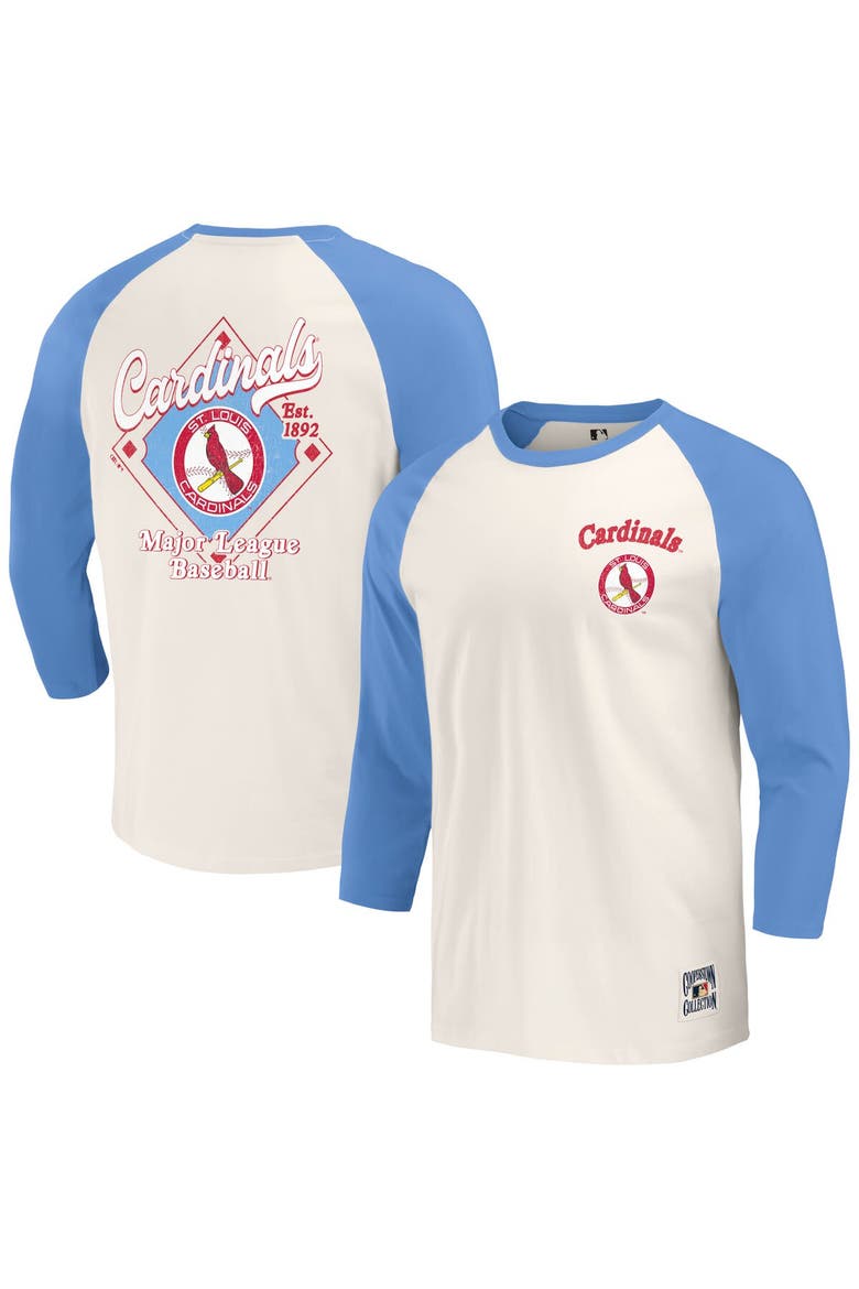 Men's Darius Rucker Collection by Fanatics Light Blue/White St. Louis Cardinals Cooperstown Collection Raglan 3/4-Sleeve T-Shirt, Main, color, Light Blue