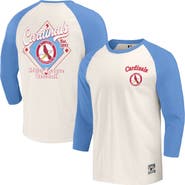 Darius Rucker Collection by Fanatics Men's Darius Rucker Collection by Fanatics Light Blue/White St. Louis Cardinals Cooperstown Collection Raglan 3/4-Sleeve T-Shirt