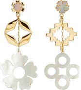 Tory Burch Kira Mismatched Clover Drop Earrings