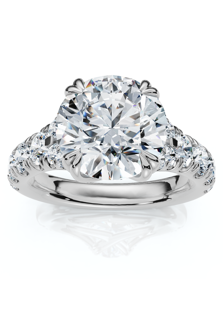 Certified 4Ct Vivian Diamond Engagement Round Diamond Ring 14k Gold Lab Grown, Main, color, 14k White Gold