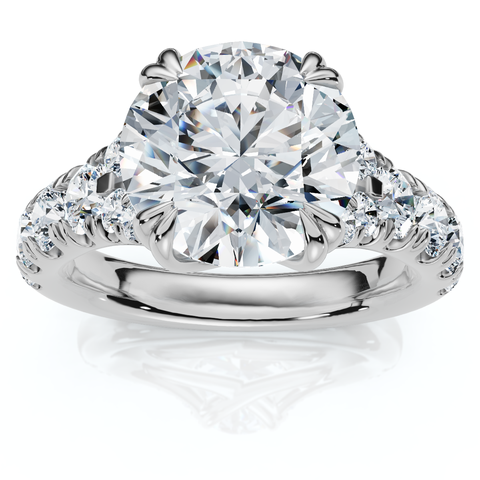 Certified 4Ct Vivian Diamond Engagement Round Diamond Ring 14k Gold Lab Grown