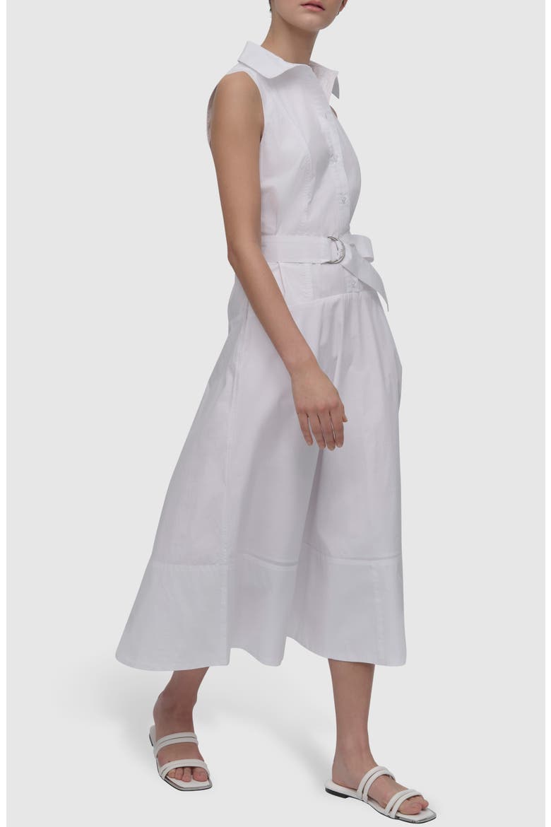 Belted Drop Waist Midi Dress, Alternate, color, WHITE