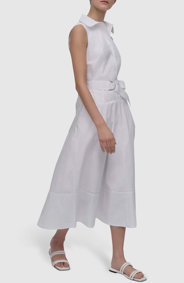 DKNY Jeans Belted Drop Waist Midi Dress, Alternate, color, White