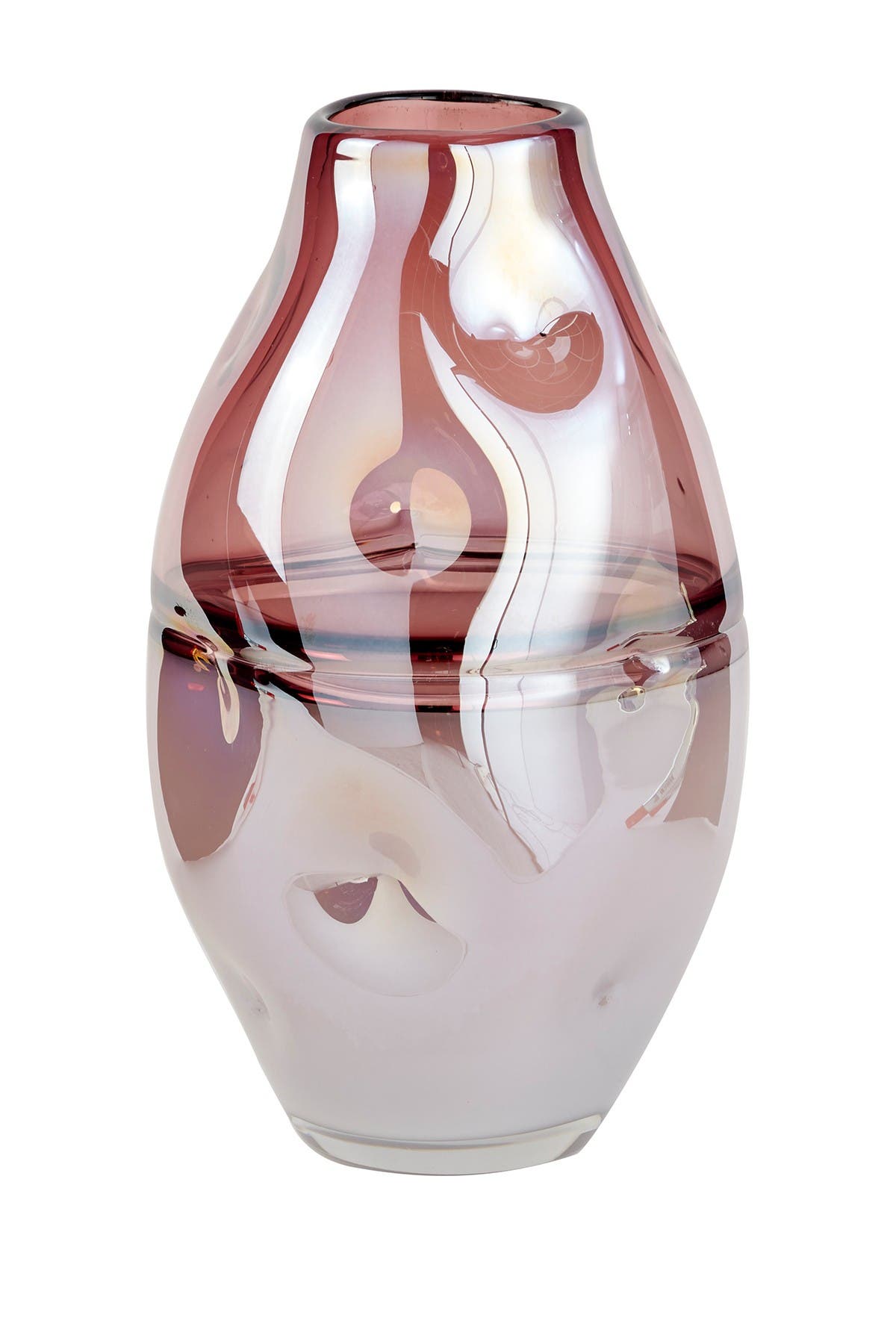 WILLOW ROW Large Round Dimpled Translucent & Red Vase (Women ...