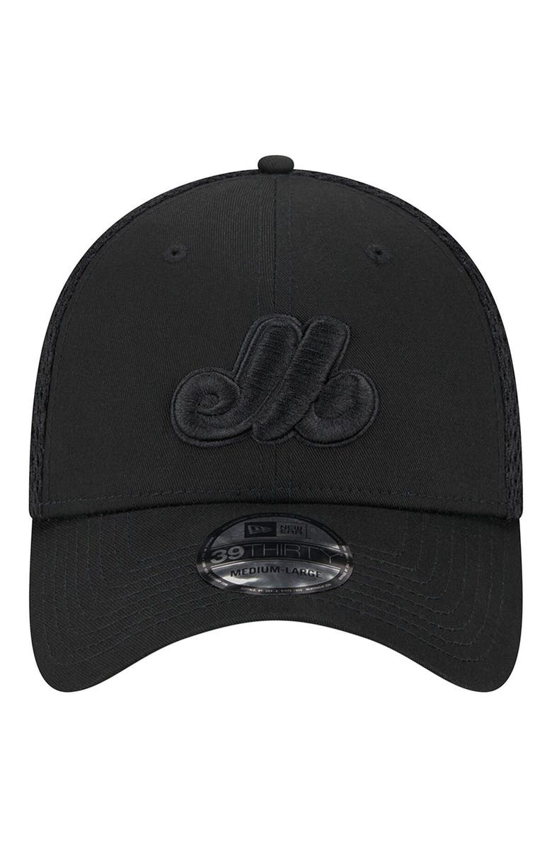 New Era Men's New Era Montreal Expos Black-on-Black Neo Mesh 39THIRTY Flex Hat, Alternate, color, 