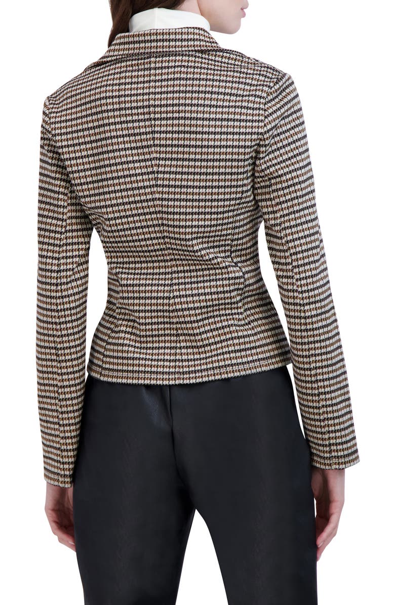 Ookie & Lala Houndstooth Asymmetric Zip Moto Jacket, Alternate, color, 