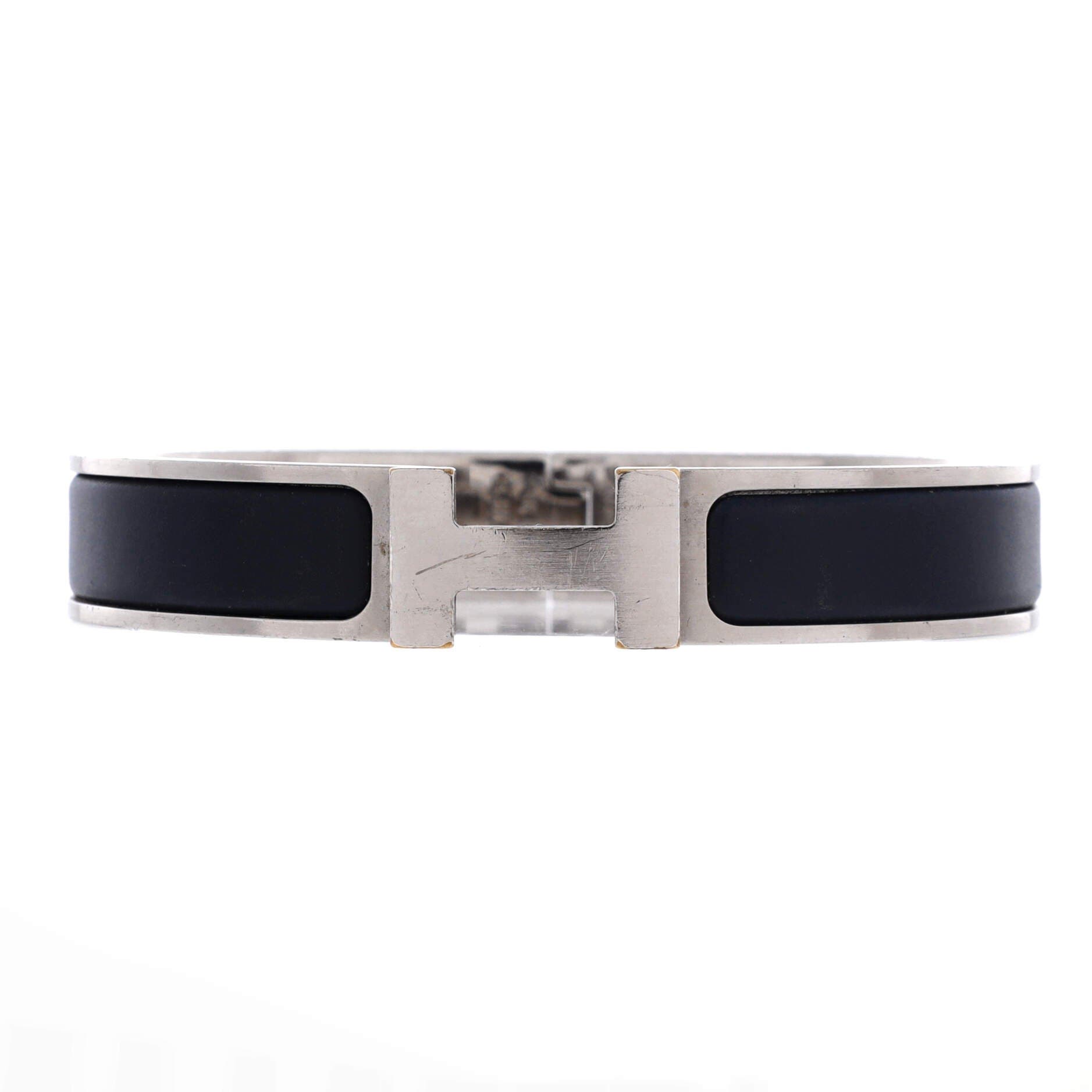 Clic H Bracelet Enamel Narrow, Main, color, Black