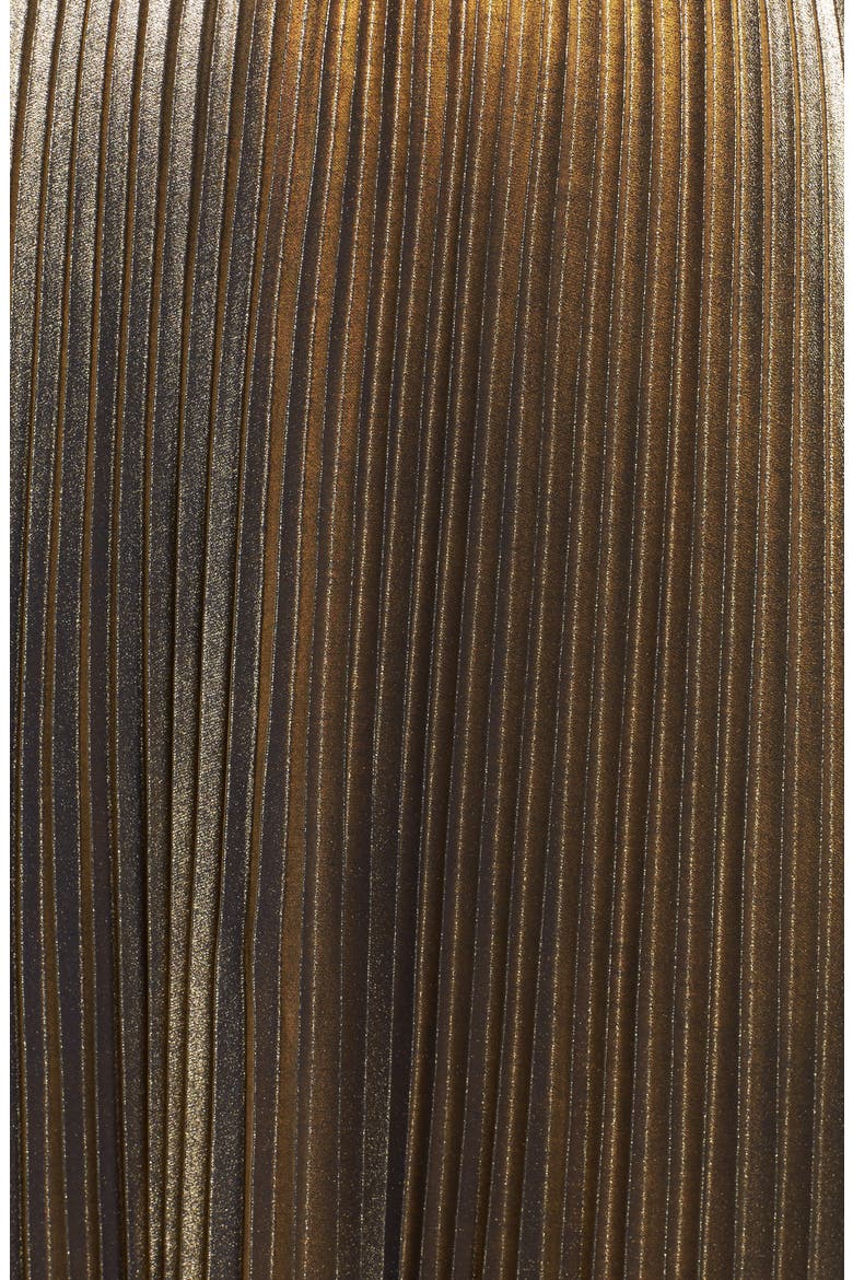 Metallic Pleat Maxi Skirt, Alternate, color, GOLD