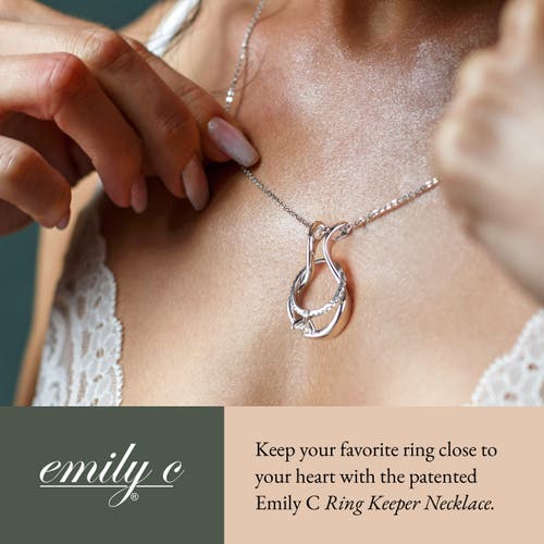 Emily C Drop Ring Holder Necklace, Sterling Silver Wedding Ring Keeper, Necklace Jewelry, Gender Inc In Silver
