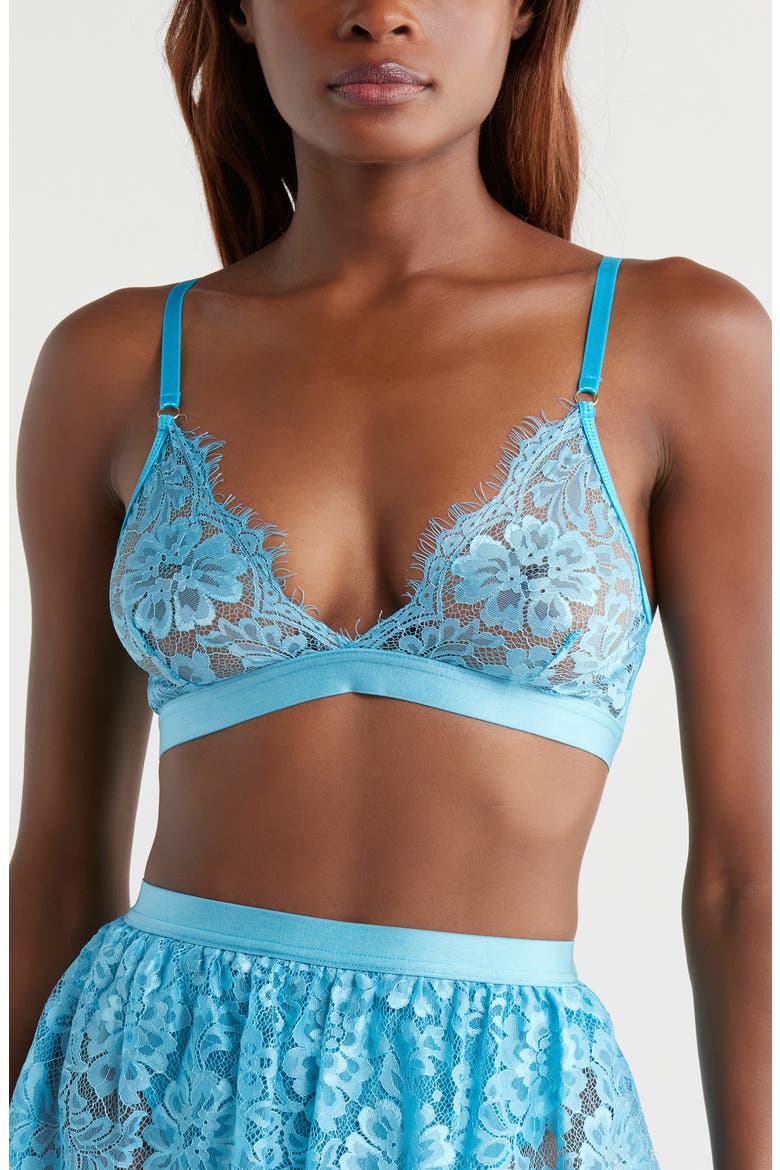 Triangle Lace Bralette, Main, color, BLUE