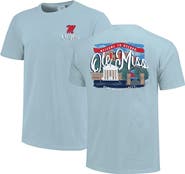 IMAGE ONE Women's Blue Ole Miss Rebels Comfort Colors Campus Scene Drawing Script T-Shirt