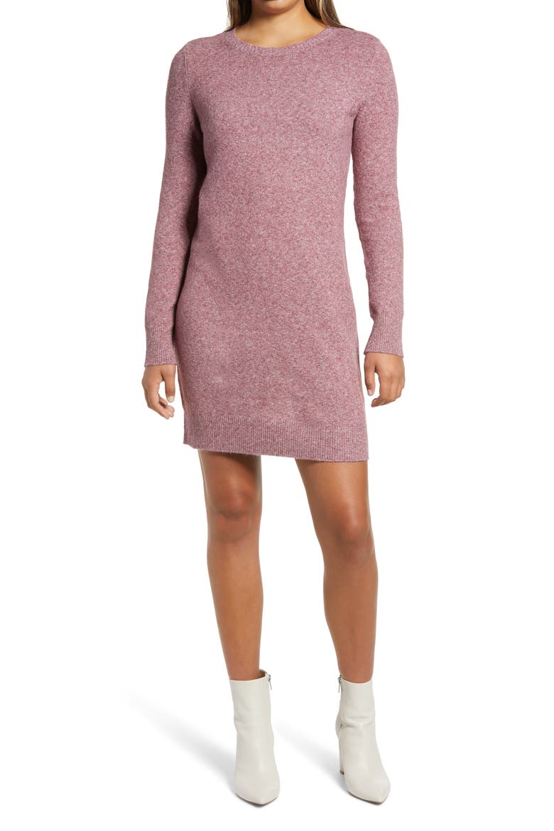 Doffy Long Sleeve Sweater Dress, Main, color, CABERNET