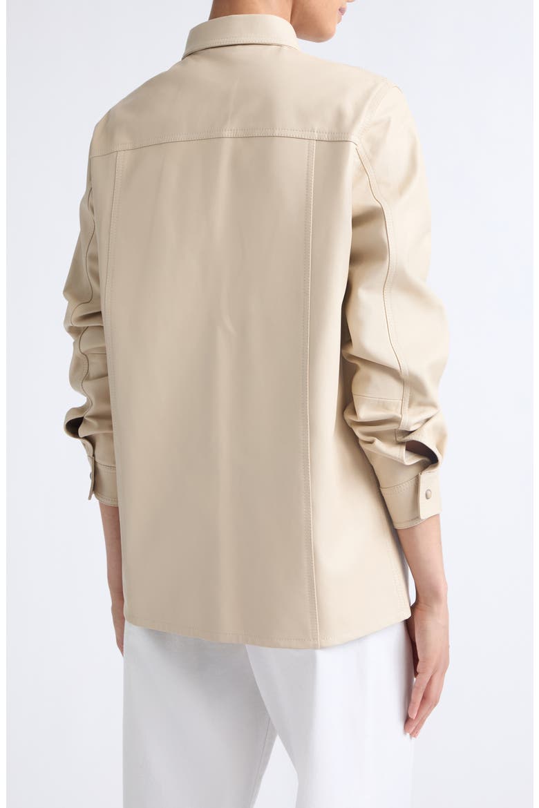 Lambskin Leather Snap Front Shirt, Alternate, color, 150 CREAM