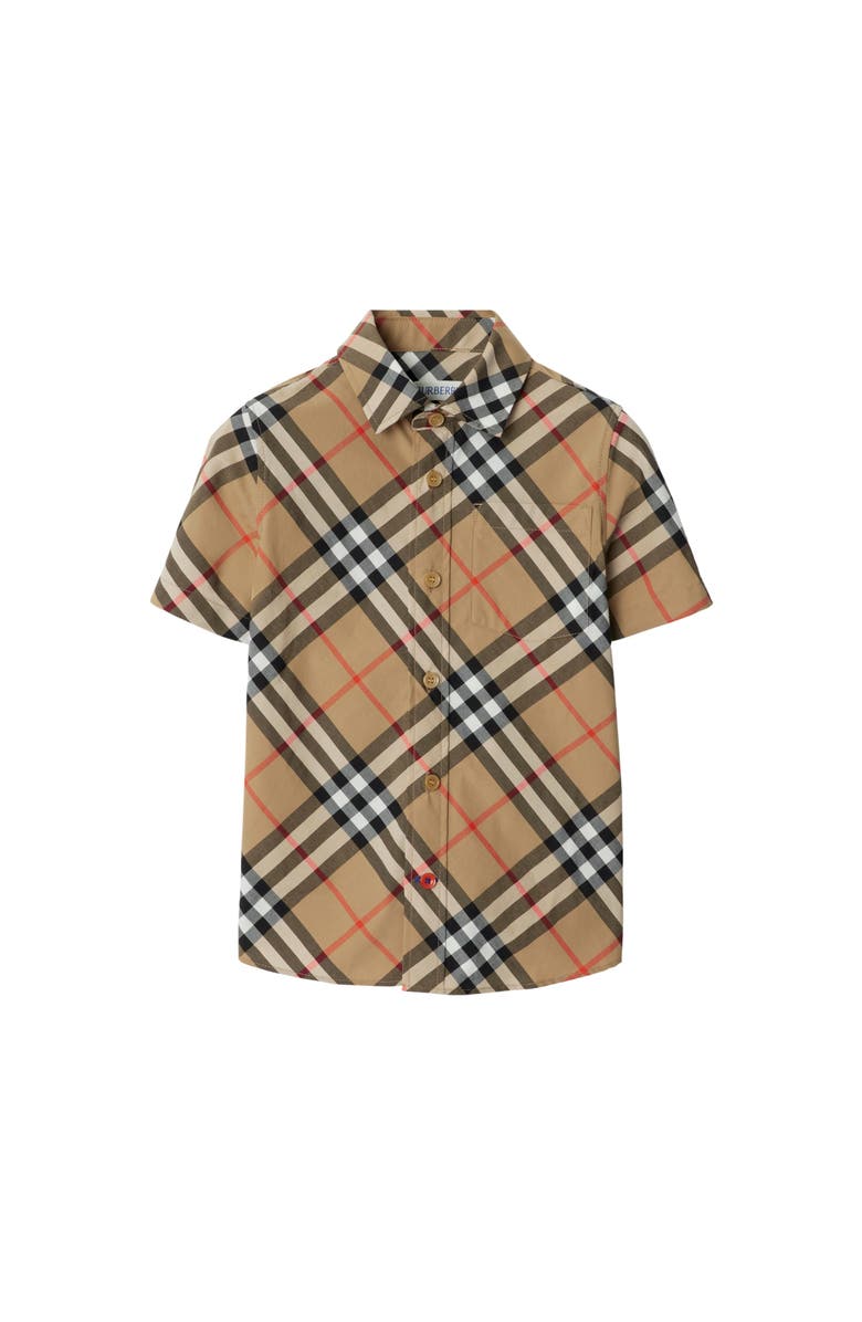 Burberry Check Cotton Shirt, Main, color, Sand