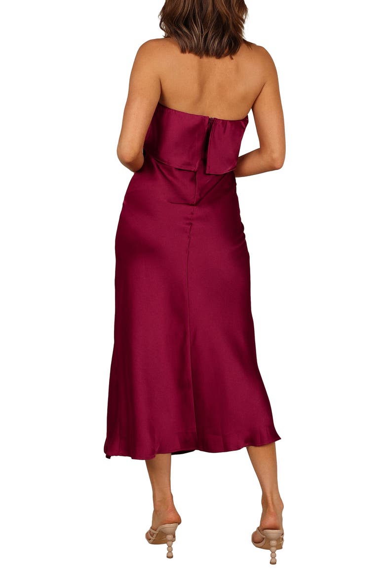 vienna popover strapless satin midi dress Petal & Pup Women's Vienna Strapless Midi Dress