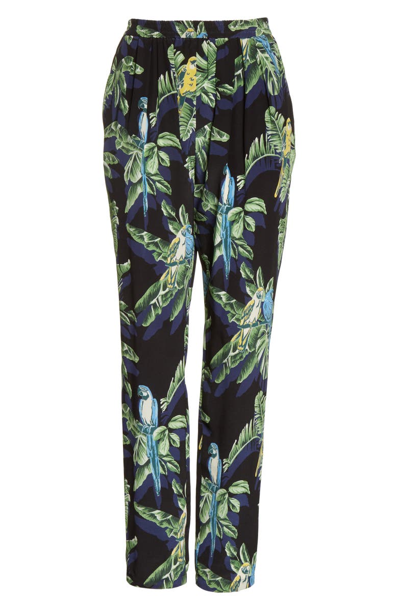 Stella McCartney Birds of Paradise Silk Crêpe de Chine Pants, Alternate, color, 