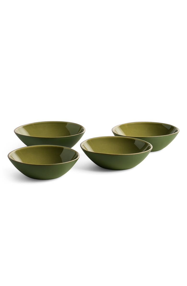 Gharyan Stoneware Dadasi Soup Plate, Set of 4, Main, color, Matte Green/ Shiny Green