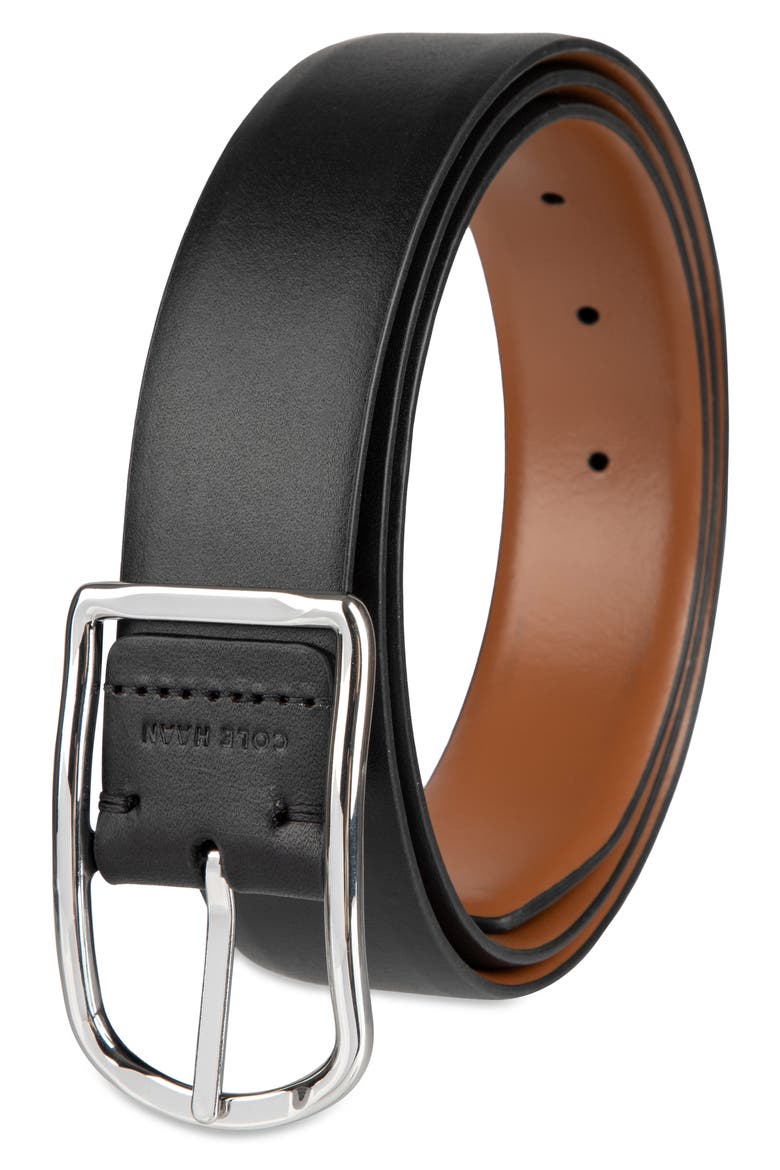 Black & Tan Reversible Leather Belt, Alternate, color, BLACK/ TAN